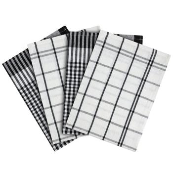 Preview: set of 8 tea towels, black and white, 100% cotton, 70 x 50 cm