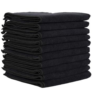 Preview: 10er-Set Mikrofaser-Putztücher – fusselfrei, saugstark & strapazierfähig, 40 x 40 cm, schwarz, ideal für Haushalt, Auto & Küche