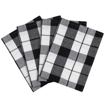 Preview: 8er-Set Geschirrtücher Schwarz-Weiss kariert - 100% Baumwolle, 70x50 cm, 200 g/m² - OEKO-TEX Standard 100 - Hygienisch waschbar bis 95°C