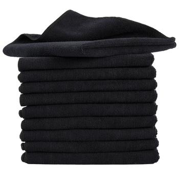 Preview: set of 20 microfiber cleaning cloths - lint-free, highly absorbent & hard-wearing, 40 x 40 cm, black, ideal for household, car & kitchen