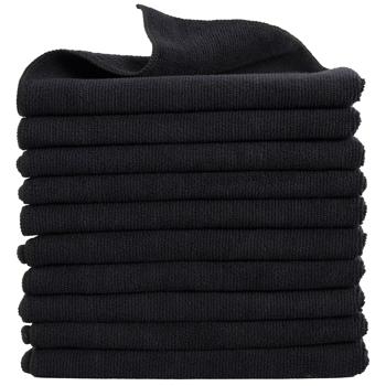 Preview: set of 20 microfiber cleaning cloths - lint-free, highly absorbent & hard-wearing, 40 x 40 cm, black, ideal for household, car & kitchen