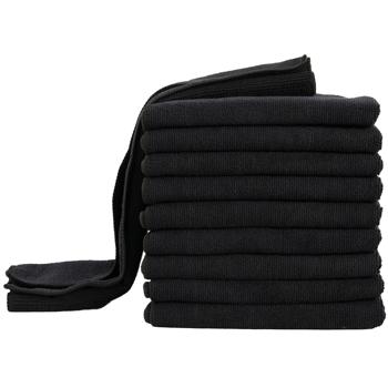 Preview: set of 20 microfiber cleaning cloths - lint-free, highly absorbent & hard-wearing, 40 x 40 cm, black, ideal for household, car & kitchen