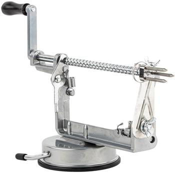 Preview: Pelatore e affettatore di mele e patate con manovella - in acciaio inox di alta qualità, robusto ed efficiente - per sbucciare, affettare e tagliare senza problemi