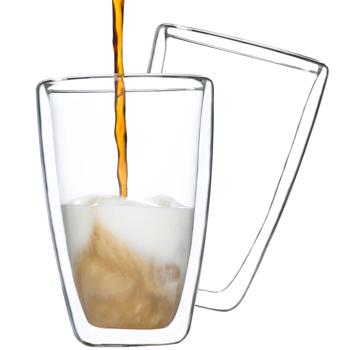 Preview: Premium Borosilikatglas Latte Macchiato Gläser, 2er-Set, 400ml – Doppelwandige Thermo-Gläser, mikrowellen- & spülmaschinenfest