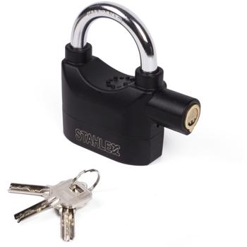 Preview: Cadenas de Sécurité Alarme 110 dB - Anti-Vibration, Anti-Corrosion & Gel - Acier Trempé, 3 Clés, Pile LR44 - Garages, Caves, Motos