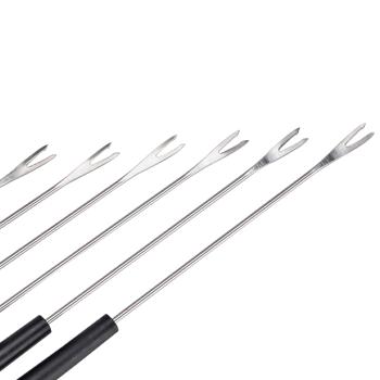 Preview: 6 forchette da fonduta con manico in acciaio inox nero, con codice colore