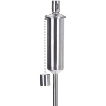 Preview: Öl-Gartenfackel Edelstahl 115cm - Mit Sicherheitskappe & Glasfaserdocht - Wetterfest, langlebig - Für Garten, Terrasse, Balkon & Partys