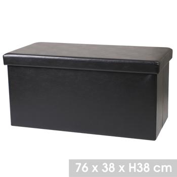 Preview: Lot de 4 Coffres-Sièges Pliants Élegants - Similicuir Noir - Rangement Supplémentaire & Assise Confortable pour 2 Personnes - 76x37.5x37.5cm Preview: Lot de 4 Coffres-Sièges Pliants Élegants - Similicuir Noir - Rangement Supplémentaire & Assise Confortable pour 2 Personnes - 76x37.5x37.5cm