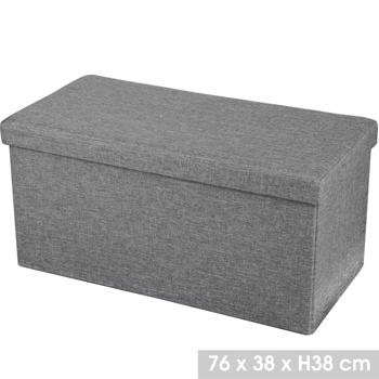 Preview: Coffre-Siège Pliable - Lot de 4 Éléments pour 2 Personnes - Rangement Intégré - Textile Gris 76x37.5x37.5cm - Gain de Place - Robuste et Confortable Preview: Coffre-Siège Pliable - Lot de 4 Éléments pour 2 Personnes - Rangement Intégré - Textile Gris 76x37.5x37.5cm - Gain de Place - Robuste et Confortable
