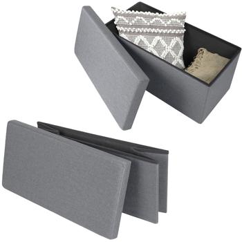 Preview: Coffre-Siège Pliable - Lot de 4 Éléments pour 2 Personnes - Rangement Intégré - Textile Gris 76x37.5x37.5cm - Gain de Place - Robuste et Confortable Preview: Coffre-Siège Pliable - Lot de 4 Éléments pour 2 Personnes - Rangement Intégré - Textile Gris 76x37.5x37.5cm - Gain de Place - Robuste et Confortable
