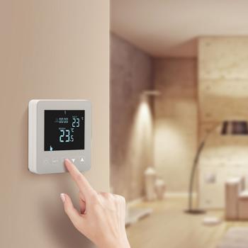Preview: 4 Thermostats Muraux Numériques Chauffage au Sol - Écran LCD Tactile Programmable 6 Phases/Jour - Économies Énergie - 230V 6A/16A