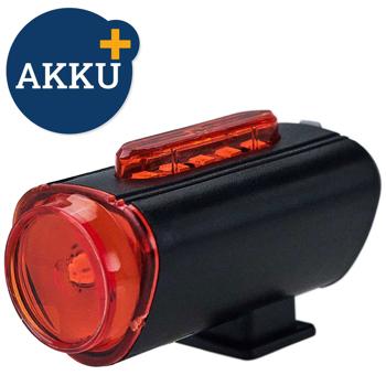 Preview: Feu arrière LED Vélo Rechargeable - Éclairage zones de sécurité - Angle optimal, 3.7V/700mAh, IPX4, K-1563 - Rouge/Noir