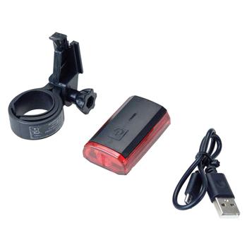 Preview: Feu arrière de vélo à accu - Fonction feu stop, visibilité 270°, sécurité accrue - USB rechargeable, IPX4, K-1314, 3.7V 480mAh - Installation facile