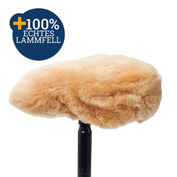 Preview: Velo-Sattelbezug aus 100% Lammfell natur - Max. Komfort & kein Schwitzen/Verrutschen - Passgenau mit Gummizug - 270x220mm, Ganzjährig