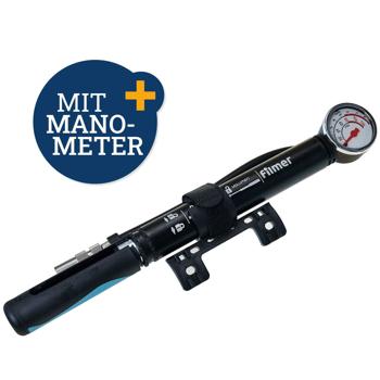 Preview: Universal Velopumpe mit Manometer - Für alle Ventilarten geeignet, Hochwertiger Aluminium Korpus & TÜV/GS geprüft - 0-8 bar (0-120 psi)