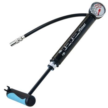 Preview: Universal Velopumpe mit Manometer - Für alle Ventilarten geeignet, Hochwertiger Aluminium Korpus & TÜV/GS geprüft - 0-8 bar (0-120 psi)