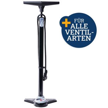 Preview: Velo floor pump with pressure gauge and various adapter nozzles
