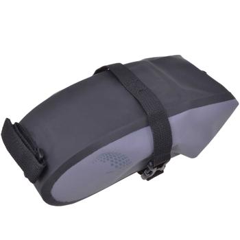 Preview: Fahrrad-Satteltasche - 100% wasserdicht für Velo & Mountainbike - Tarpaulin 500D PVC - 1L Volumen - Klickverschluss - Grau - 290x180x80mm