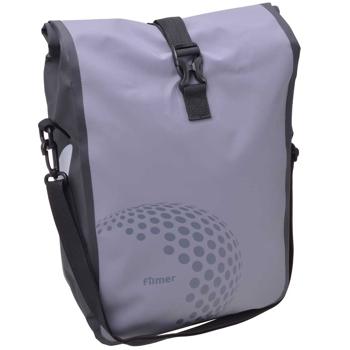 Preview: Sacoche vélo porte-bagages - 100% étanche Tarpaulin 600D PVC - 16L, 47x26x13cm - Fixation rapide - Bandoulière - Grise - CH4568