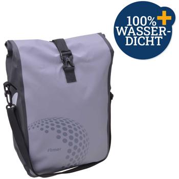 Preview: Sacoche vélo porte-bagages - 100% étanche Tarpaulin 600D PVC - 16L, 47x26x13cm - Fixation rapide - Bandoulière - Grise - CH4568