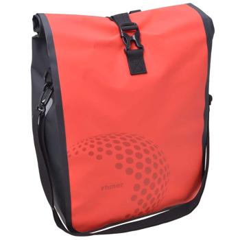 Preview: Sacoche vélo porte-bagages - Étanche Tarpaulin 600D PVC - 16L, fixation velcro, bandoulière - Rouge - 47x26x13cm - Tube Ø8-15mm