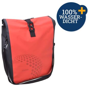 Preview: Sacoche vélo porte-bagages - Étanche Tarpaulin 600D PVC - 16L, fixation velcro, bandoulière - Rouge - 47x26x13cm - Tube Ø8-15mm