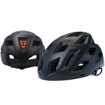 Preview: Velohelm mit Rücklicht L (58-61cm) - Mattschwarz, extrem leicht & stabil - TÜV/GS geprüft, 3 Leuchtstufen, Insektenschutz, abnehmbarer Schirm