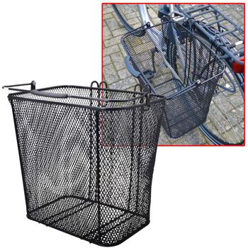 Preview: 2er-Set Velokorb 25L - Fahrradkorb für Gepäckträger seitlich zum Einhängen - Kunststoffummanteltes Metall Schwarz, 35x23x32 cm - stylisch für Picknick & Einkauf