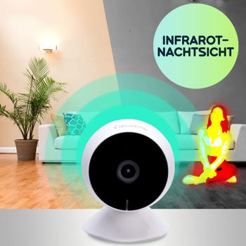 Preview: Hochauflösende Full-HD IP-Überwachungskamera, smarte IR-Nachtsicht, Live View per App, 2 Wege Kommunikation, Bewegungs- u. Personenerkennung