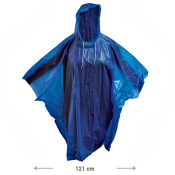 Preview: Universal Regenponcho mit Kapuze - Robuster PEVA-Kunststoff für zuverlässigen Schutz vor Regen - Ideal für Wanderungen & Alltag - Marineblau, 121cm breit