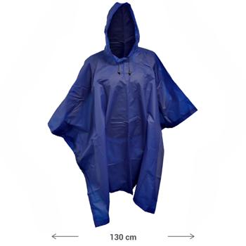 Preview: Poncho universale per la pioggia con cappuccio, blu, 130 cm