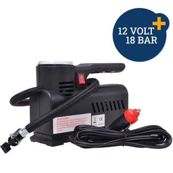 Preview: Compresseur d‘air mobile - Gonflage rapide pneus, matelas, bateaux - Manomètre 18bar - 12V allume-cigare - Débit 4.5 L/min