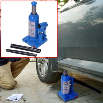 Preview: Hydraulik-Wagenheber - 2 Tonnen Tragkraft - ideal für PKW Reifenwechsel & Autoreparatur - 16,5-26cm Arbeitshöhe - 2-teiliger Pumpenkipphebel