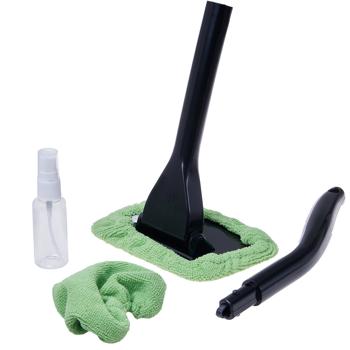 Preview: Kit de Nettoyage Pare-Brise (2 Pièces) - Tête Flexible - Avec Vaporisateur 50ml & 2 Housses Microfibres Réutilisables - Intérieur Facilement Propre