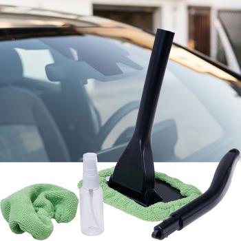 Preview: Kit de Nettoyage Pare-Brise (2 Pièces) - Tête Flexible - Avec Vaporisateur 50ml & 2 Housses Microfibres Réutilisables - Intérieur Facilement Propre