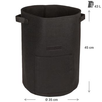 Preview: 3er-Set Pflanzsäcke mit Erntefenster - Filz, 43 Liter, Ø 35x45cm - Schwarz, Grün & Beige - Ideal für Kartoffeln, Urban Gardening, Balkon, Terrasse