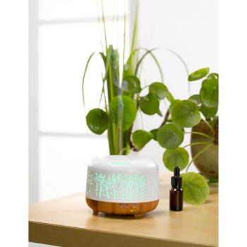 Preview: Aroma-Diffuser weiss 300ml - 7 LEDs, feiner Nebel, Luftbefeuchter, Raumduft, ätherische Öle - Kunststoff (PP/ABS) Ø 13 x 10 cm, verbesserte Luftqualität