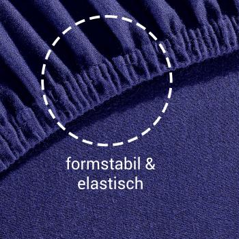 Preview: Einzelbett Qualitäts-Jersey Fixleintuch - 100% Baumwolle, marine, 90x200 cm - Öko-Tex Standard 100, elastisch, bügelfrei, 60° waschbar