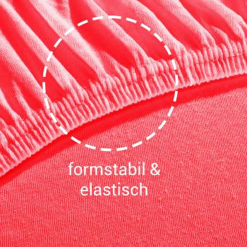Preview: Doppelbett Qualitäts-Jersey Fixleintuch - 100% Baumwolle rot 160x200 cm - Öko-Tex Standard 100 zertifiziert, elastisch & bügelfrei - atmungsaktiv