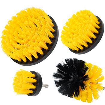 Preview: set of 4 cleaning brushes for cordless screwdriver & drill, yellow/black, Drill Brush cleaning kit ideal for kitchen, bathroom, rims, car