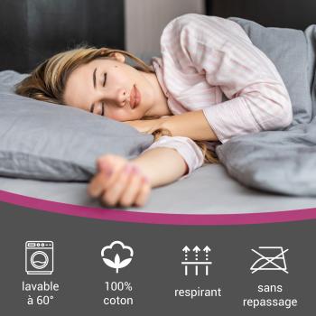 Preview: Drap housse en jersey Premium – pour lit d’eau/boxspring 2 places – argent