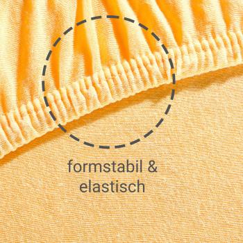 Preview: Übergrösse Jersey Fixleintuch - Maisgelb, 100% Baumwolle (mind. 125 g/m2) - 200x200 cm - Öko-Tex 100 - Optimal für Doppelmatratzen - Hautsympathisch & bügelfrei