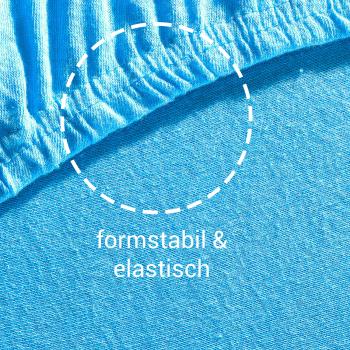 Preview: Boxspringbett-Topper Übergrösse - Qualitäts-Jersey Fixleintuch türkis 200x200cm - 100% Baumwolle Öko-Tex Standard 100 bügelfrei