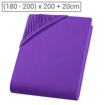 Preview: Boxspringbett-Topper Übergrösse Qualitäts-Jersey Fixleintuch – Violett 200x200cm – 100% Baumwolle Öko-Tex Standard 100 – Atmungsaktiv Waschbar 60°C