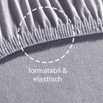 Preview: Wasser-/Boxspringbett Premium Jersey Fixleintuch - Grau, 160x220 cm - 100% Baumwolle - Öko-Tex Standard 100 - Hoher 40 cm Steg - Bügelfrei & 60° waschbar