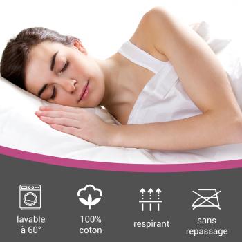 Preview: Drap-housse jersey premium pour lit double, 100% coton, écru, 160 x 200 cm
