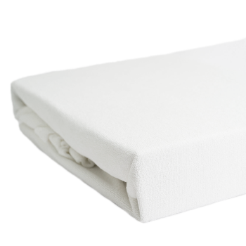 Preview: Luxus Frottee Fixleintuch - Einzelbett Spannbettlaken 90x200 cm - Öko-Tex Standard 100 - 80% Baumwolle 20% Mikrofaser - Weiss - Atmungsaktiv - Bügelfrei