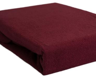 Preview: Single bed luxury terry fitted sheet, 80% cotton, 20% microfiber, Bordeaux, 90 x 200 cm