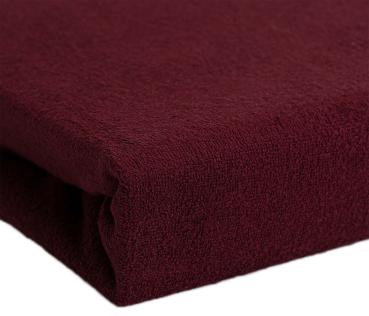 Preview: Single bed luxury terry fitted sheet, 80% cotton, 20% microfiber, Bordeaux, 90 x 200 cm
