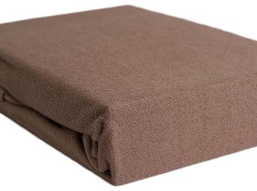 Preview: Luxus Frottee Fixleintuch 90x200 cm - Ideal für Einzelbetten, flauschig & warm - 80% Baumwolle, Öko-Tex 100, bügelfrei, nougat - 160 g/m²